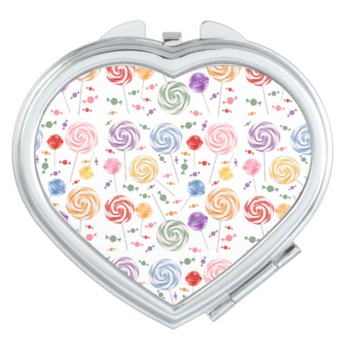 Lollipop Candy Pattern Colorful Compact Mirror