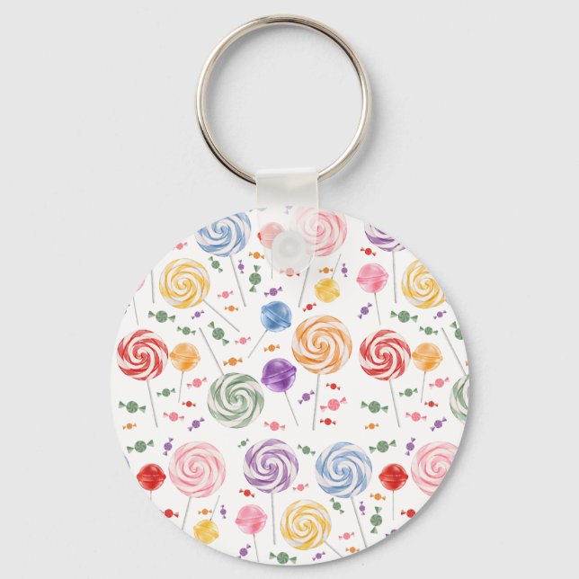 Lollipop Candy Pattern Colorful Keychain (Front)