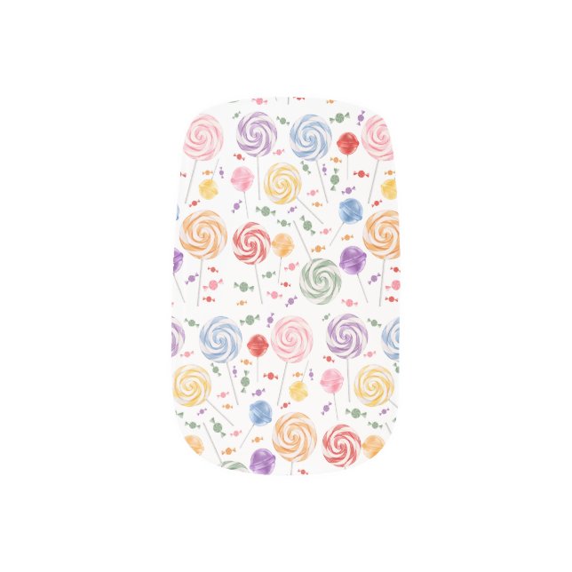 Lollipop Candy Pattern Colorful Minx Nail Art (Left Thumb)