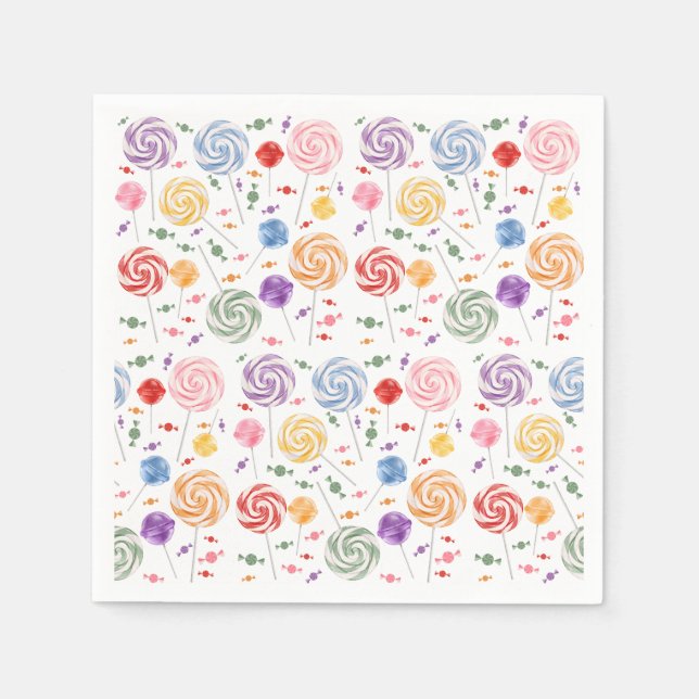 Lollipop Candy Pattern Colorful Napkins (Front)