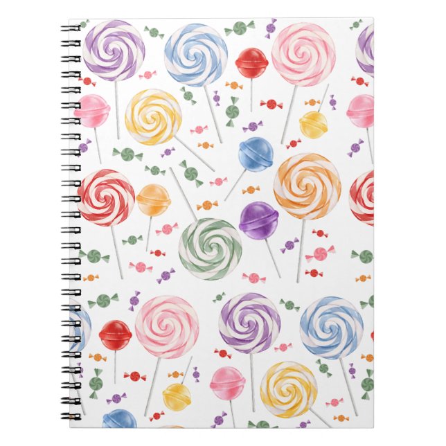 Lollipop Candy Pattern Colorful Notebook (Front)