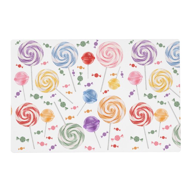 Lollipop Candy Pattern Colorful Placemat (Front)