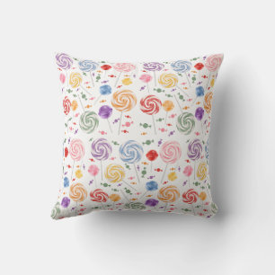 Lollipop Candy Pattern Colorful Throw Pillow