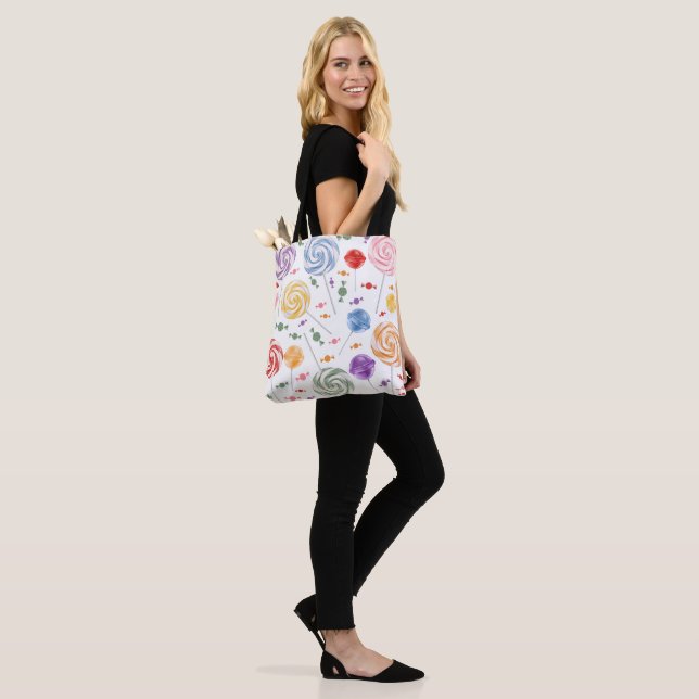 Lollipop Candy Pattern Colorful Tote Bag (On Model)