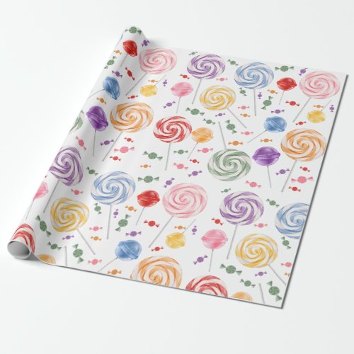 Lollipop Candy Pattern Colorful Wrapping Paper