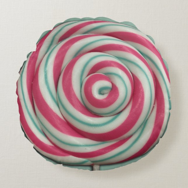 Lollipop Candy Swirl Round Pillow (Front)