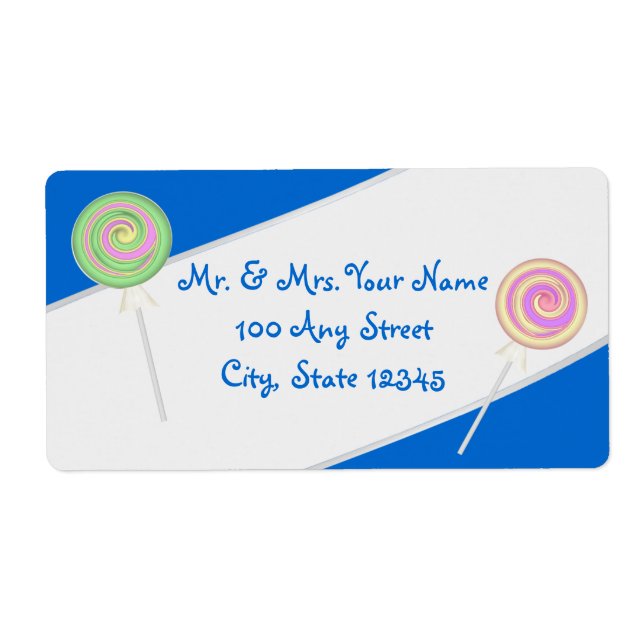 Lollipop Candy Treasures Blue Address Label (Front)