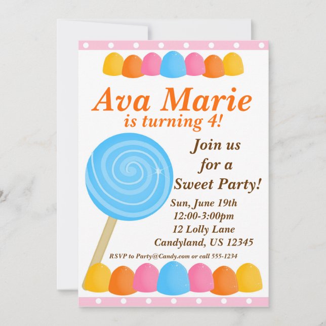 Lollipop Dream Birthday Party Invitation (Front)