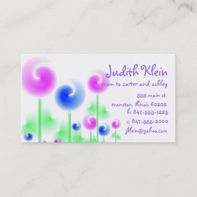 lollipop flowers mommy calling card (Front)