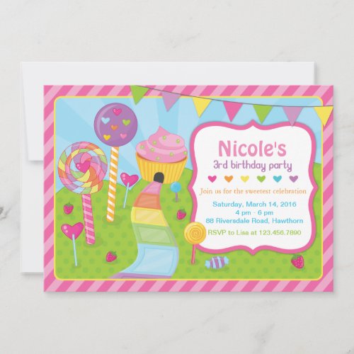 Lollipop Invitation  Candyland Invitation