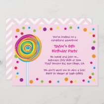 Lollipop Invitations Candyland Birthday Party Pink