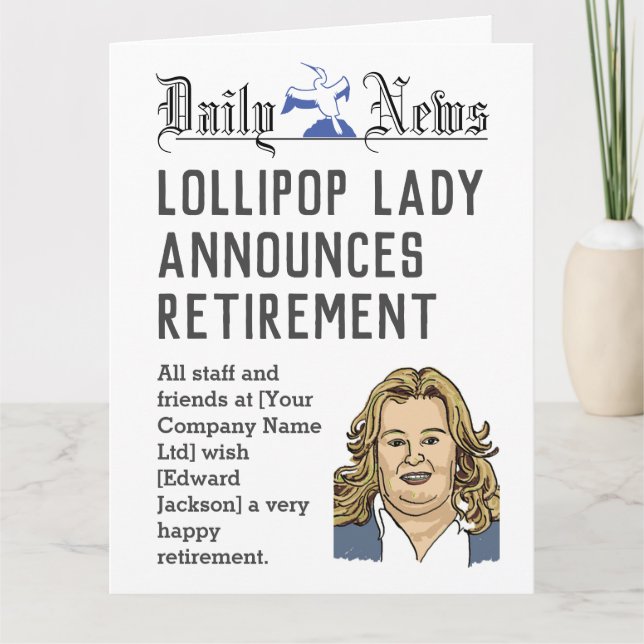Lollipop Lady Retirement Card to Personalise (Front)