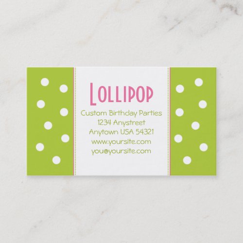 Lollipop Lime Green Polka Dot Chic Business Card