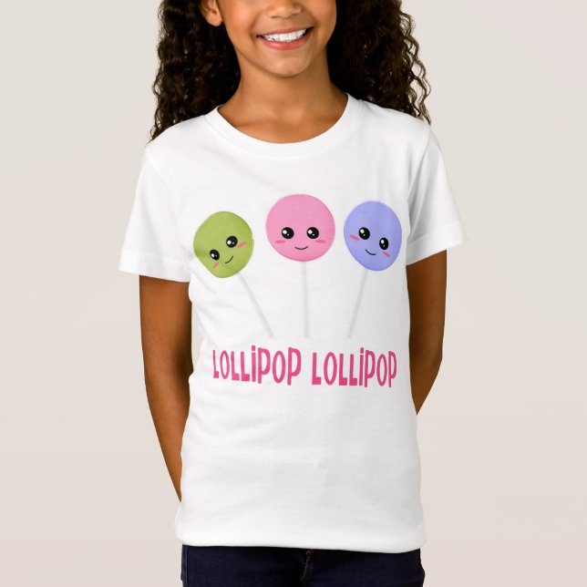 Lollipop Lollipop Green Pink Purple Kawaii Style T-Shirt (Front)
