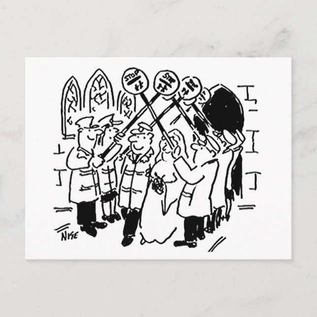 Lollipop Man Getting Married with Guard of Honour Postcard (Front)