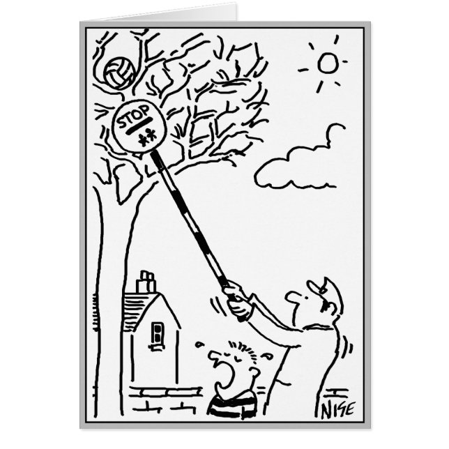Lollipop Man is Helping Get a Ball from a Tree Cards (Front)