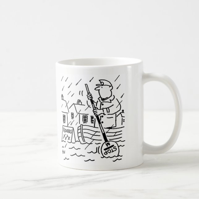 Lollipop Man rowing boat in Flood using a Lollipop Coffee Mug (Right)