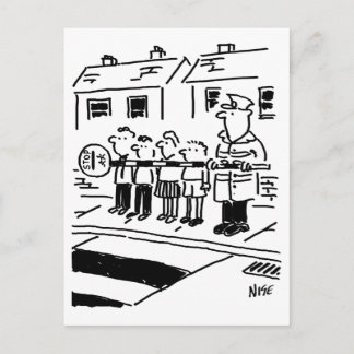 Lollipop Man Uses Lollipop as Restraining Barrier Postcard