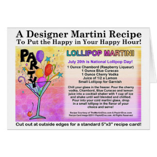 Lollipop Martini Recipe Greeting - Note Card