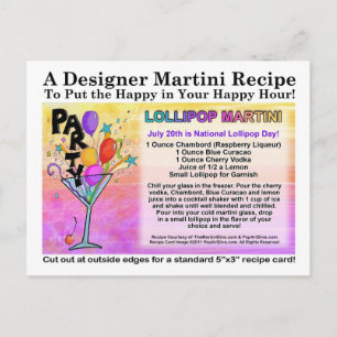 Lollipop Martini Recipe Postcard