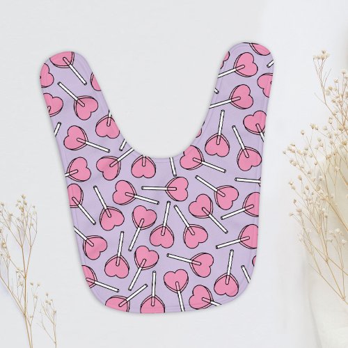 Lollipop Pattern Pink Lollipops Heart Lollipops Baby Bib