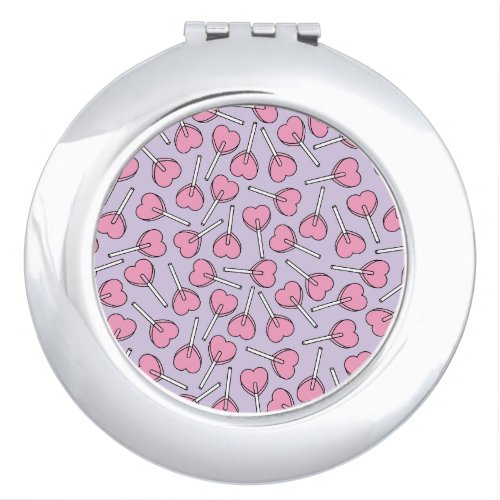 Lollipop Pattern Pink Lollipops Heart Lollipops Compact Mirror