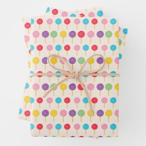 Lollipop pattern wrapping paper sheets