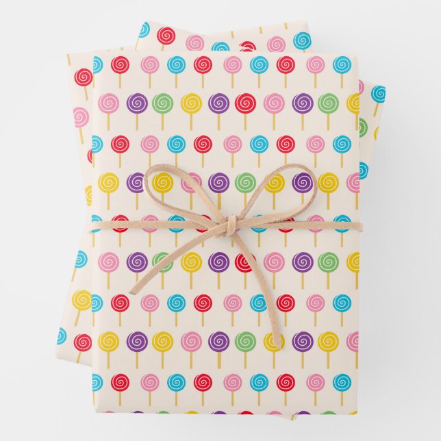 Lollipop pattern wrapping paper sheets (In situ)