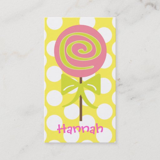 Customizable Lollipop Polka Dot Gift Calling Cards Business Card Template