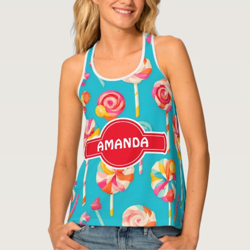 Lollipop Rainbow Colorful Personalized Pattern Tank Top