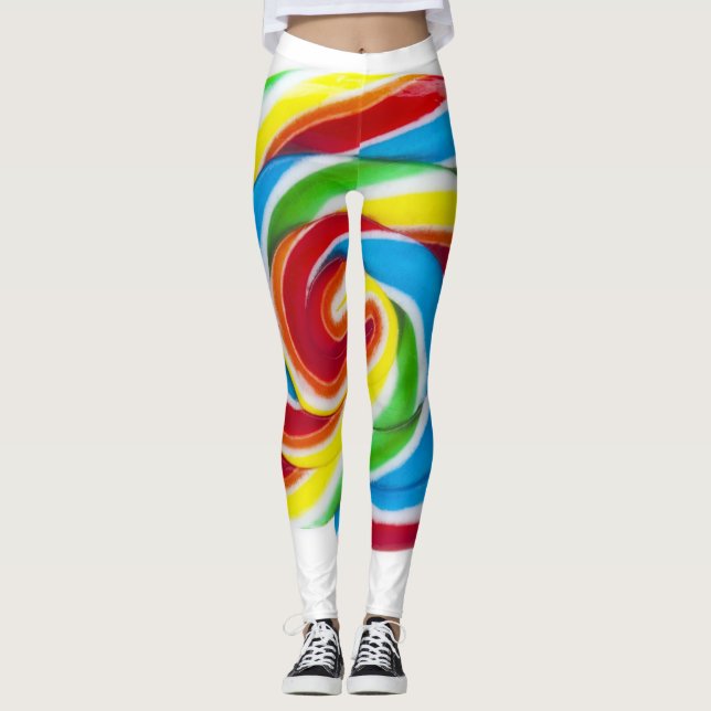 Lollipop Rainbow Swirl Leggings (Front)