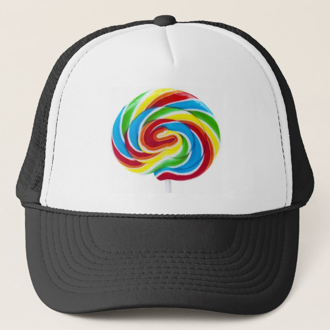 Lollipop Rainbow Swirl Trucker Hat (Front)