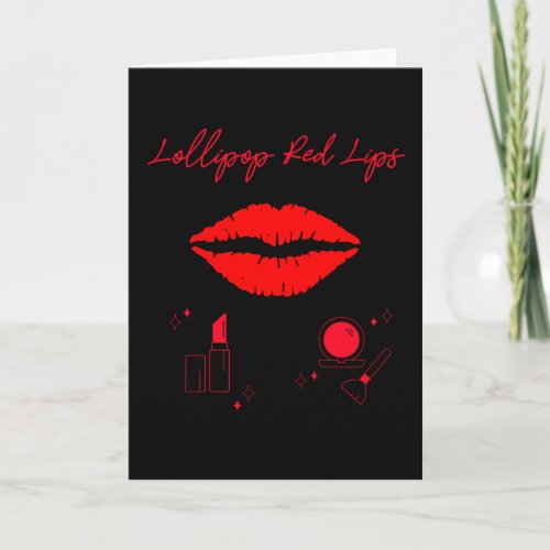 Lollipop red lips Girly lipstick makeup candy Card