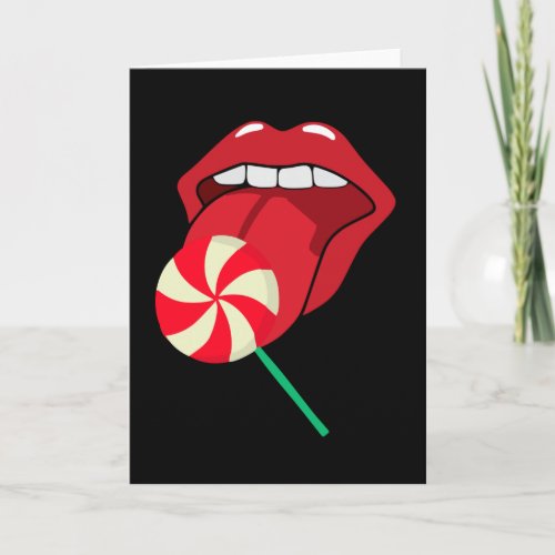 Lollipop red lips Girly lipstick makeup candy Card