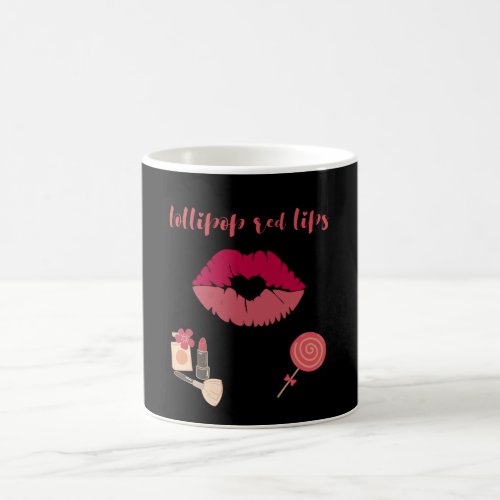 Lollipop red lips Girly lipstick makeup candy Coffee Mug
