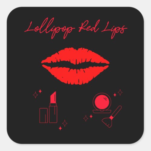 Lollipop red lips Girly lipstick makeup candy Square Sticker