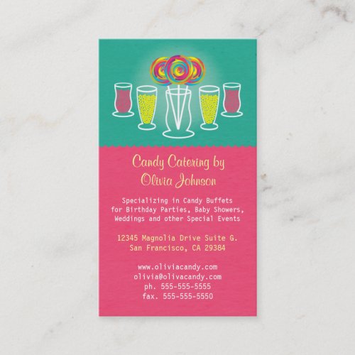 Lollipop Style Candy Catering Business Card