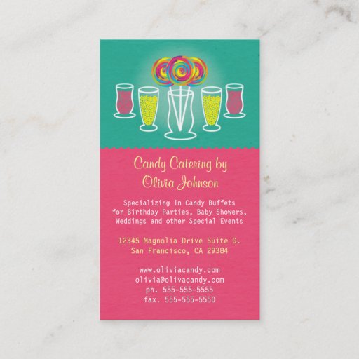Customizable Lollipop Style Candy Catering Business Card