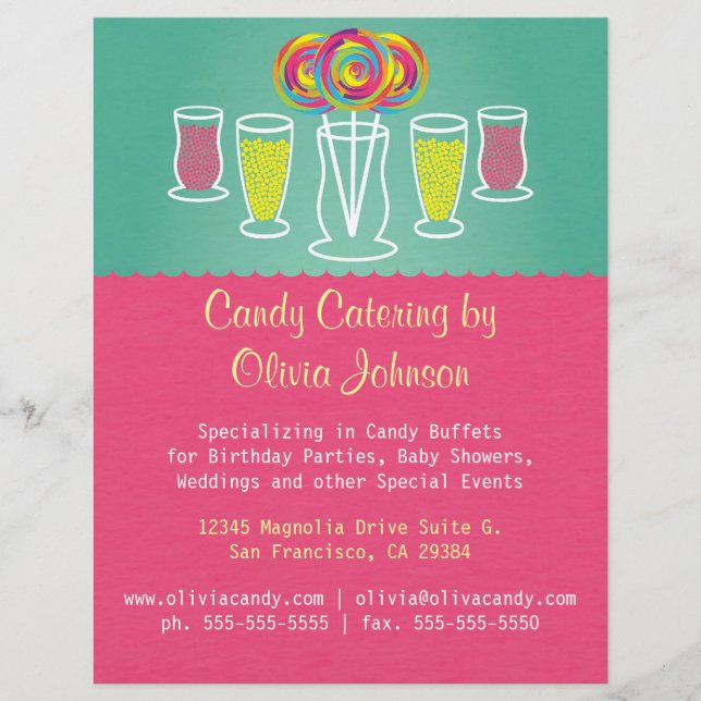 Lollipop Style Candy Catering Business Flyer (Front)
