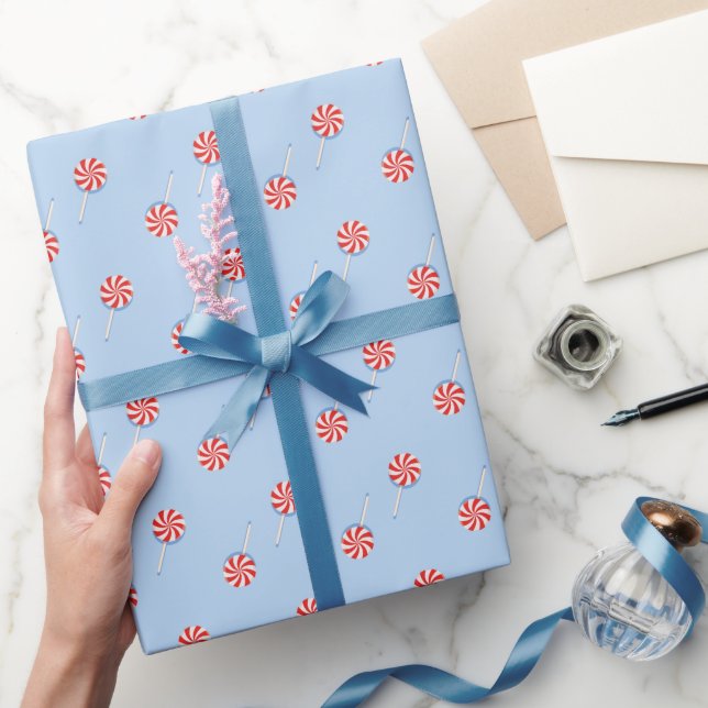 Lollipop Sweet Candy Blue Kids Birthday Party Wrapping Paper (Gifting)