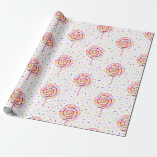 Lollipop Sweet Candy Caramel Drops Pattern Wrapping Paper