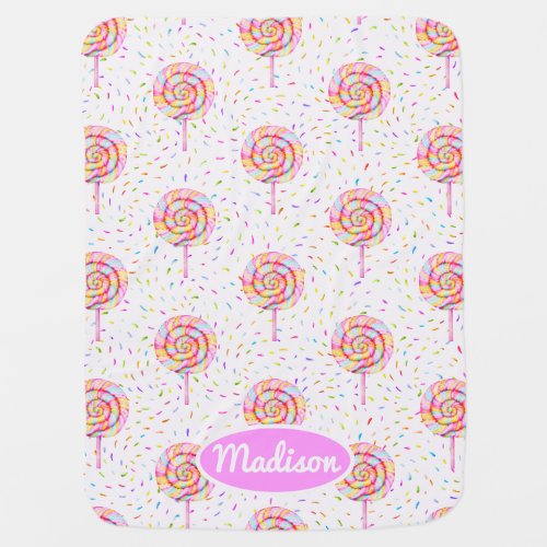 Lollipop Sweet Candy Drops Pattern Personalized Baby Blanket