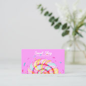 Lollipop Sweet Candy Illustration Homemade Pink Business Card (Standing Front)