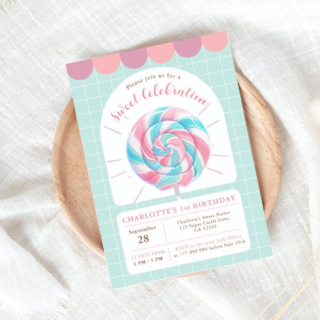 Lollipop Sweet Shop Birthday Invitation  (Creator Uploaded)