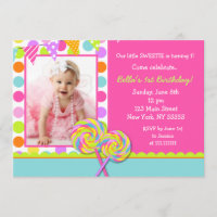 Lollipop Sweet Shoppe Birthday Party Invitation