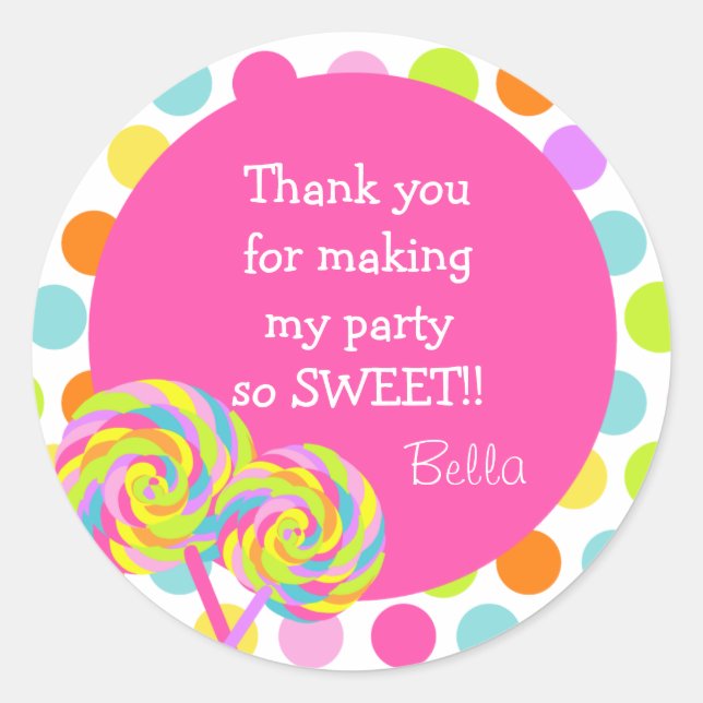 Lollipop Sweet Shoppe Favor Stickers (Front)