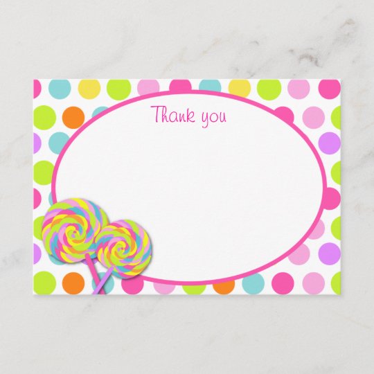 Lollipop Sweet Shoppe Thank You Cards 