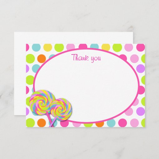 Lollipop Sweet Shoppe Thank You Cards | Zazzle