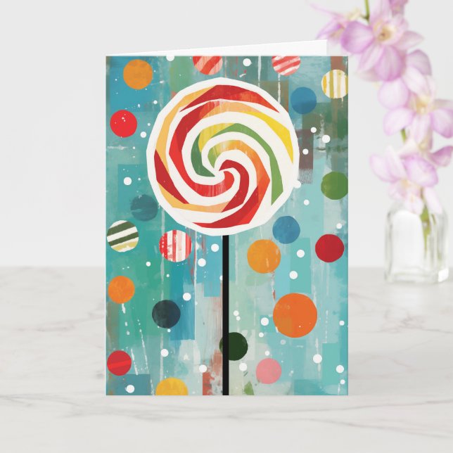 Lollipop Swirl Christmas Card (Orchid)