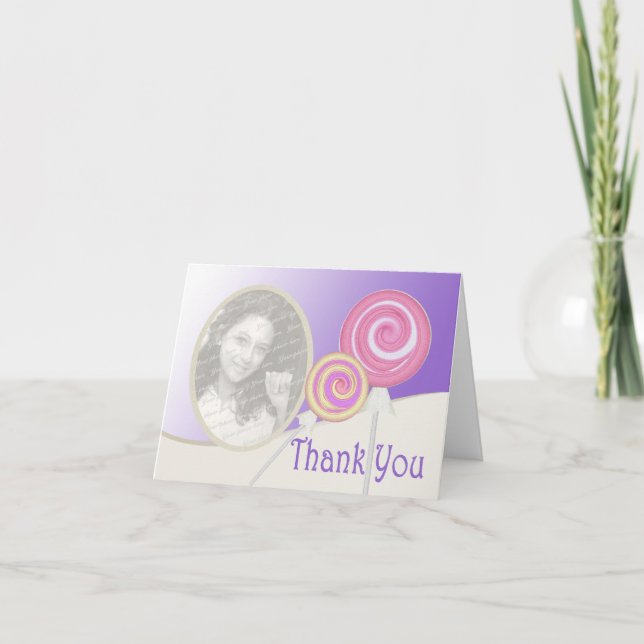 Lollipop Thank You Note with Photo Card (Front)